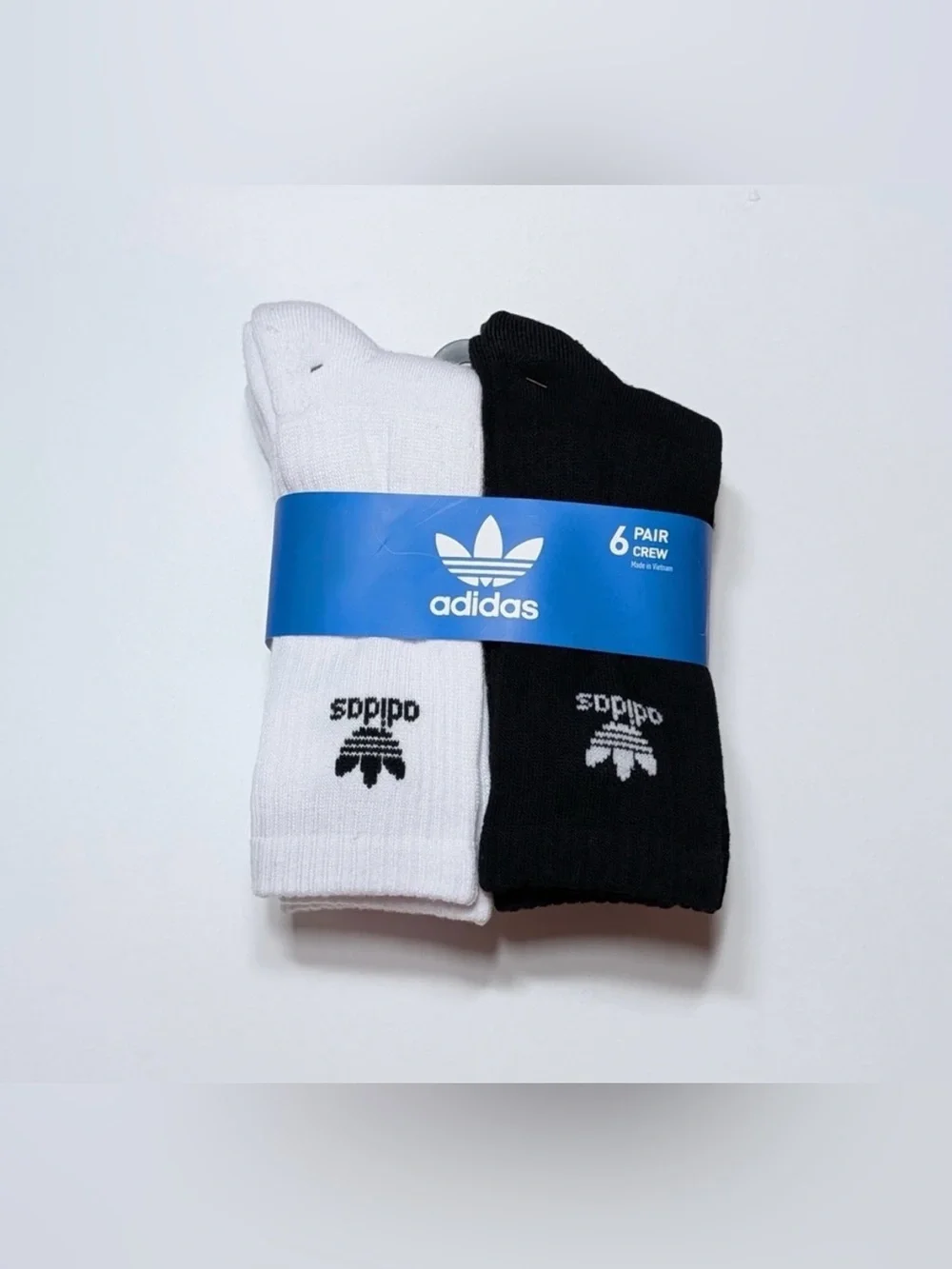 Adidas Originals White Black Trefoil logo Cushioned Tall Crew Socks multi size